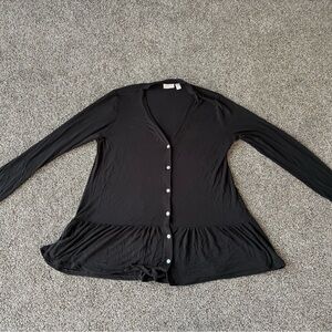 FINAL SALE 4/19/26 LOGO Lori Goldstein Black Sheer Cardigan Top, Size Medium